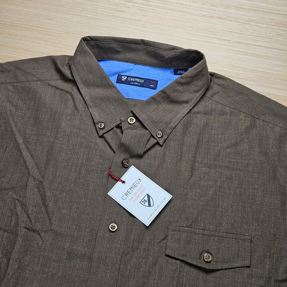 Cremieux Classic Mens XXL Brown Button Down Off Duty Sport Shirt Long Sleeve NEW